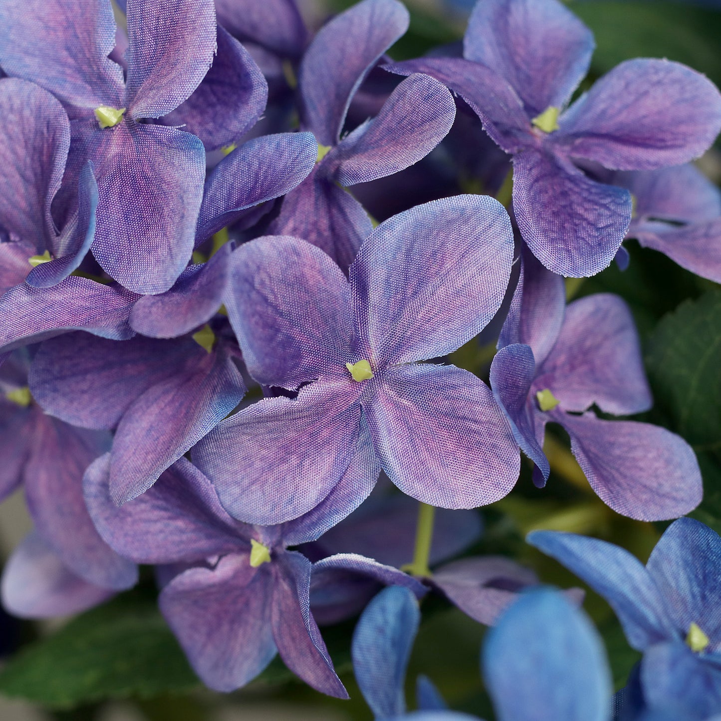 künstliche hortensie blau detail blüten