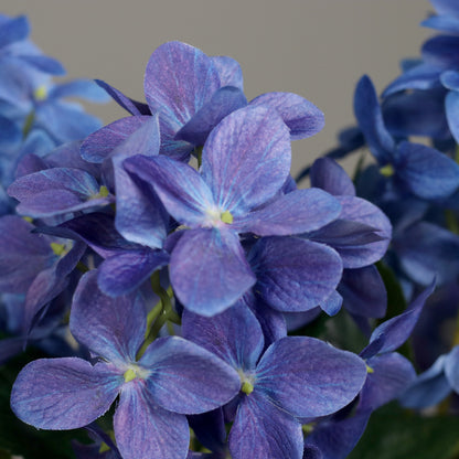 künstliche hortensie blau detail blütenstruktur