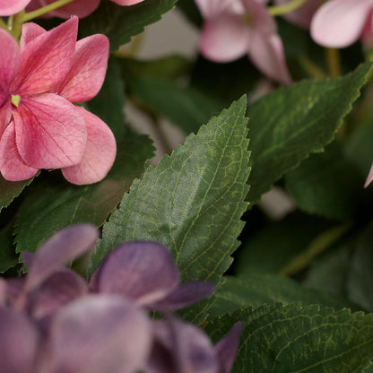 künstliche hortensie pink details von blüten und blätter