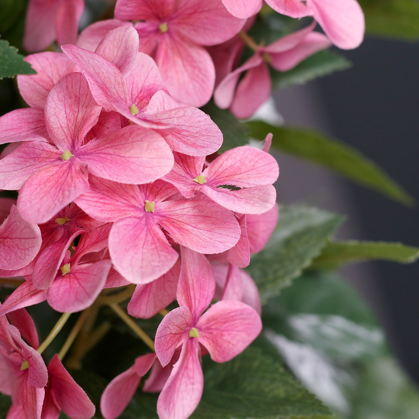 künstliche hortensie pink detail blütenstruktur