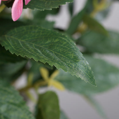 künstliche hortensie pink detail blätter