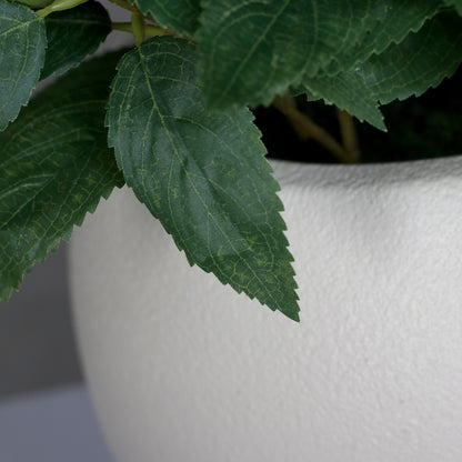 Detailbild künstliche hortensie weiß detail blätter mit topf