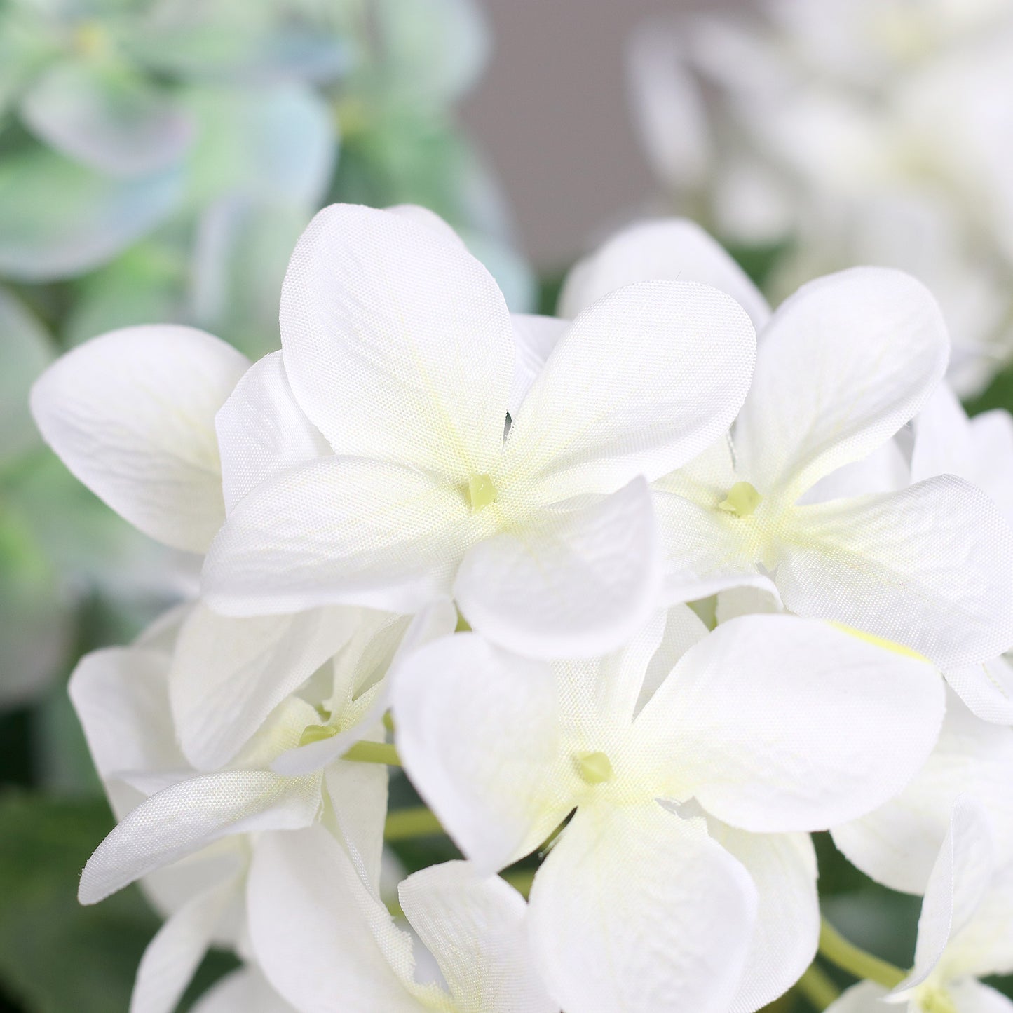 künstliche hortensie weiß detail blüten