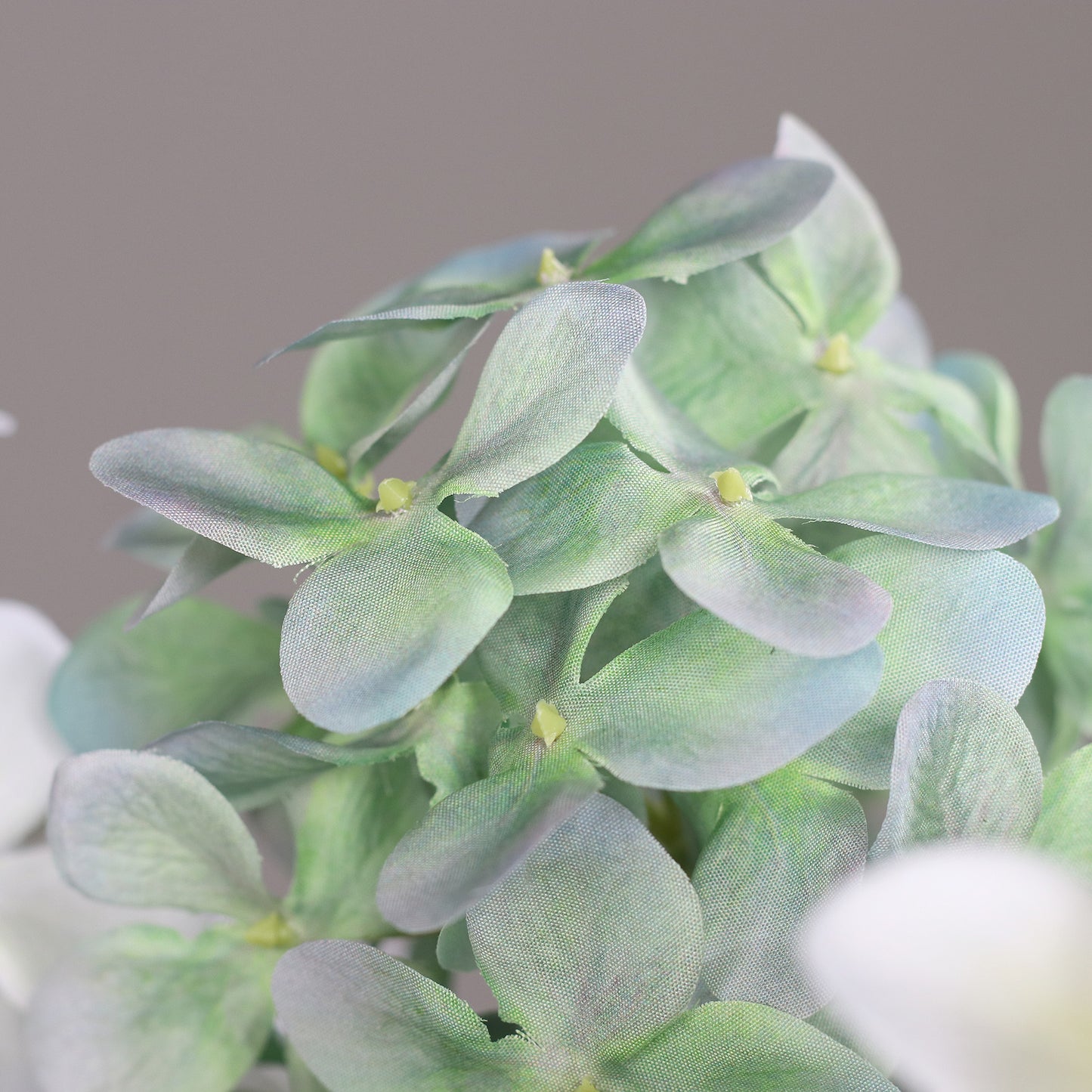 künstliche hortensie weiß grüne blüten detail