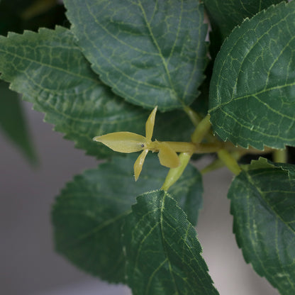 künstliche hortensie weiß detail blätter