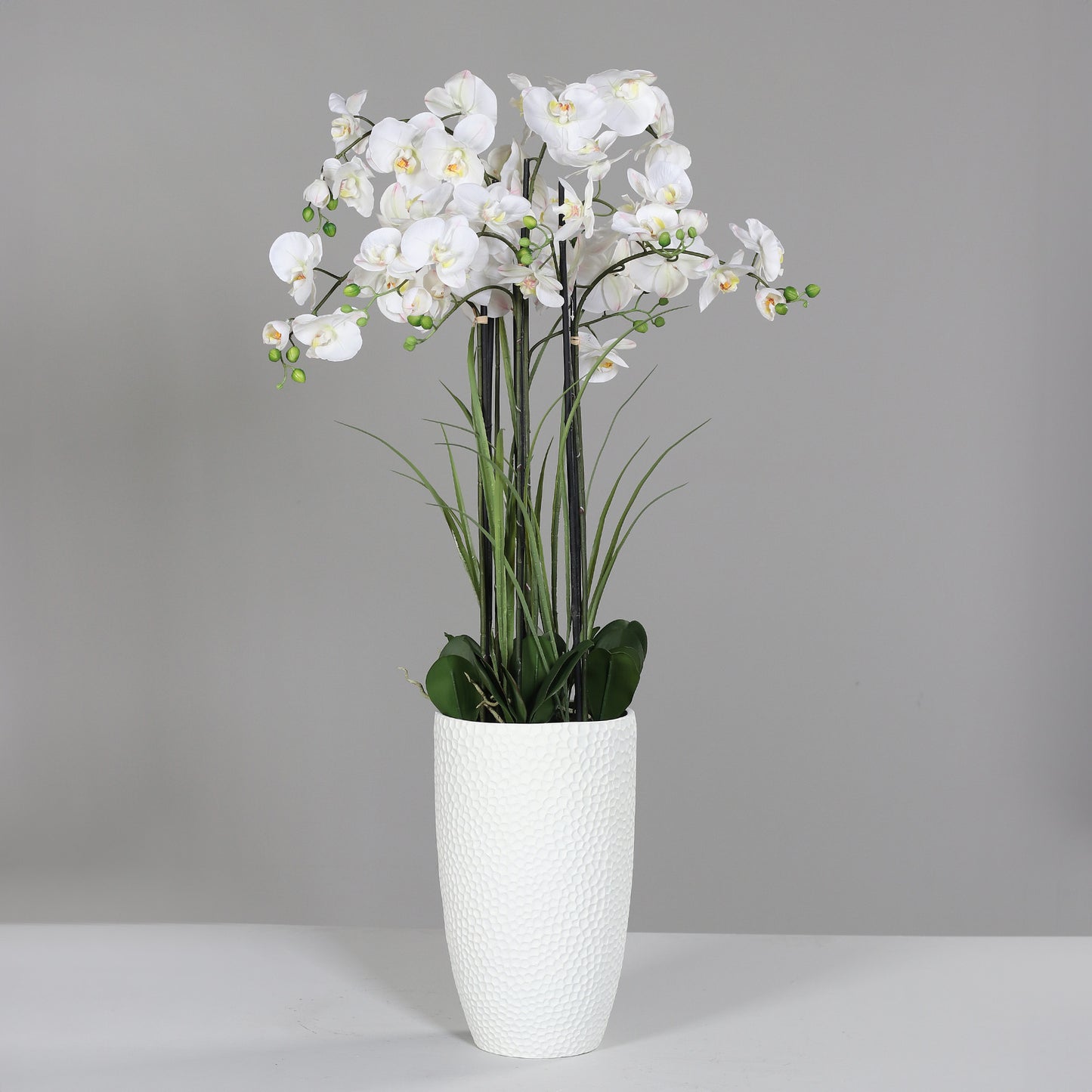 Künstliche Elegance Orchidee groß mit weißem Topf