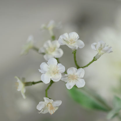 Detailbild von weißen Blüten vom künstlichen Blumenstrauß Flower Bubble von Lumisa’s Choice in heller Vase.