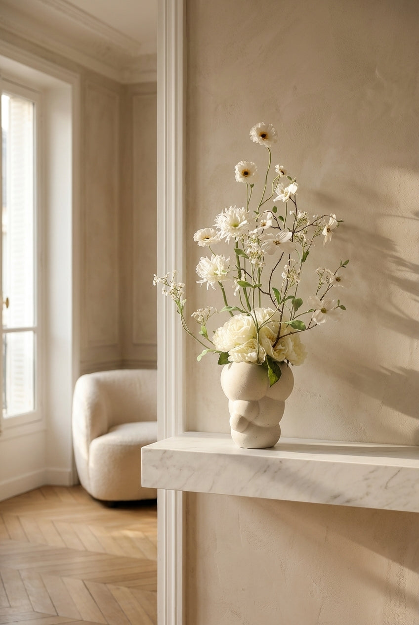 Künstlicher Blumenstrauß Flower Bubble in Vase im minimalistischen Interior