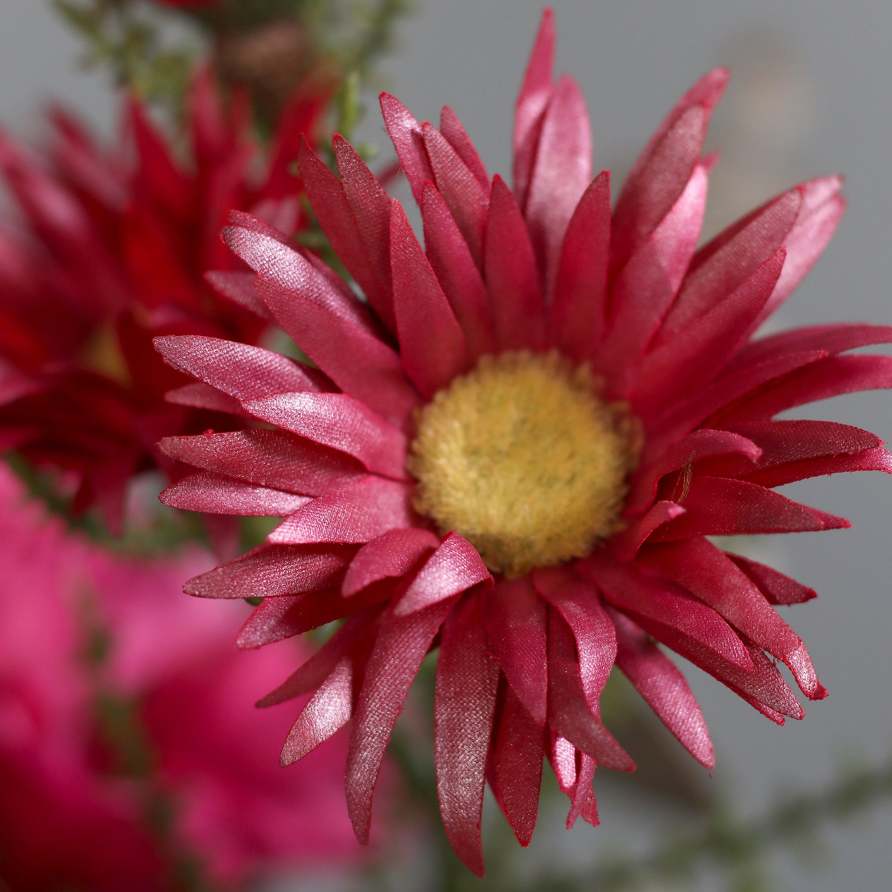 Detailbild einer pinken Blüte vom künstlichen Blumenstrauß Pink Passion von Lumisa’s Choice in kräftigen Pinktönen.