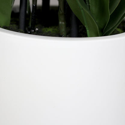 Künstliche Statement Orchidee 100 cm Detailbild weißer Topf